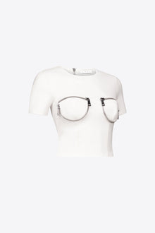 Zipper Bustier Cup T-Shirt | White