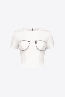 Zipper Bustier Cup T-Shirt | White