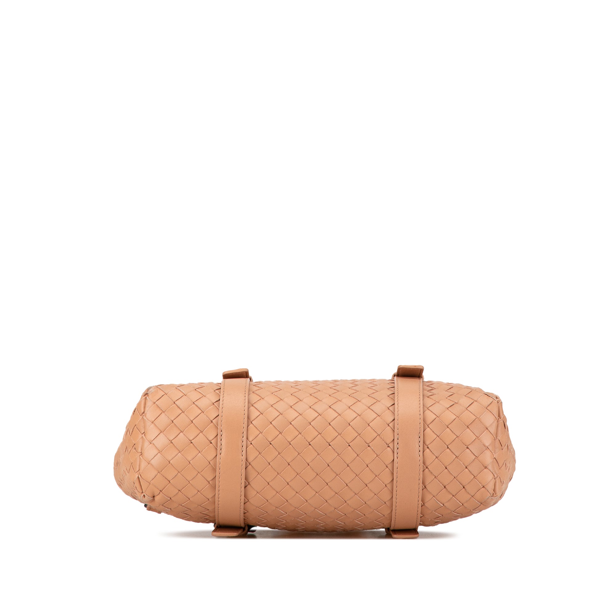 Bottega Veneta | Pre-Owned Intrecciato Flap Satchel | Brown/Nude