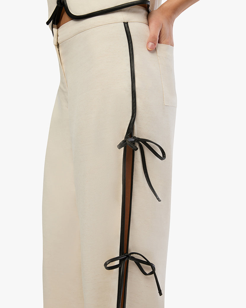 Tie Slit Pant | Ivory/Black