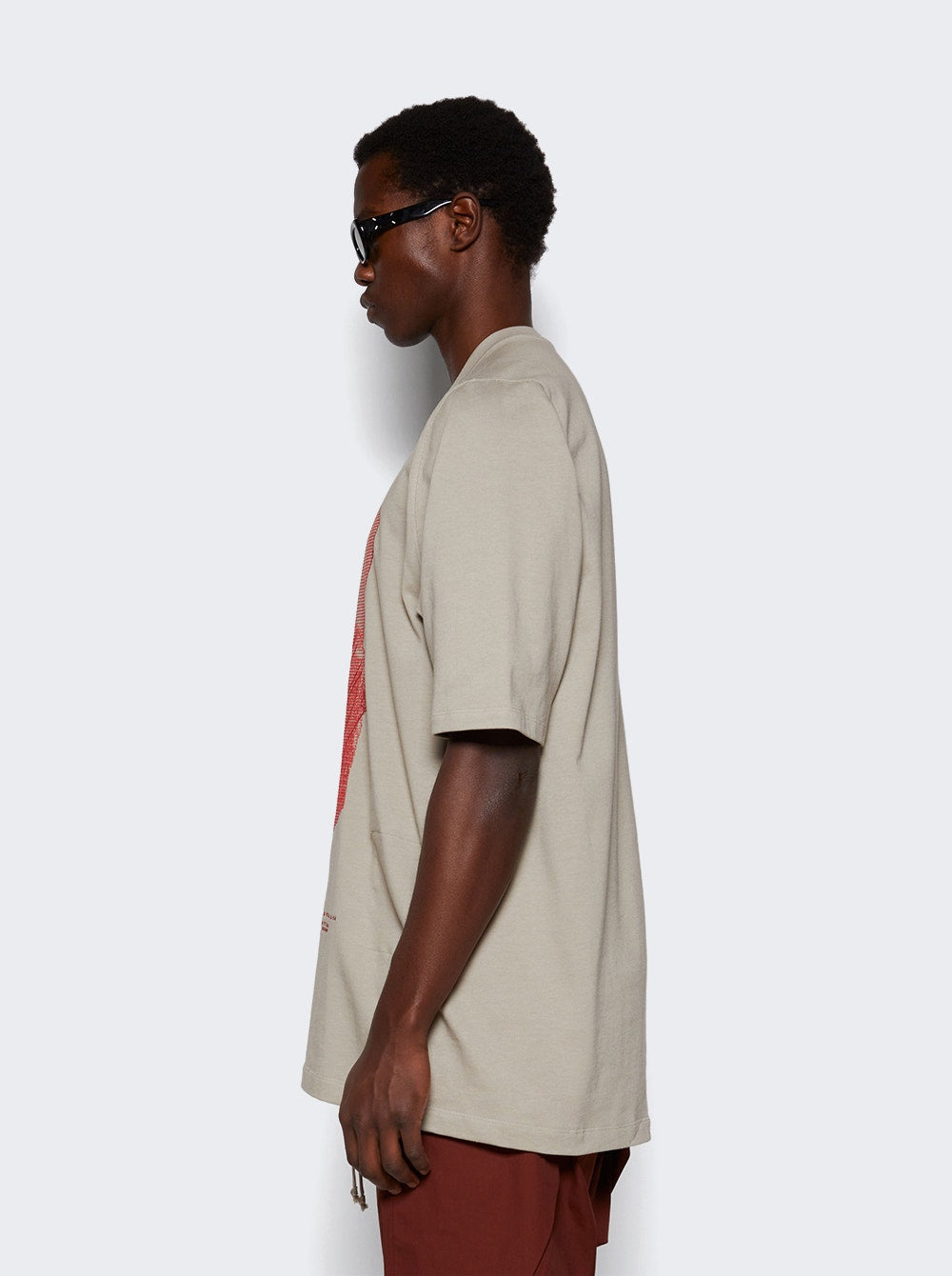 Rick Owens | Ron Jumbo Tee Pearl And Cardinal Red | Ivory