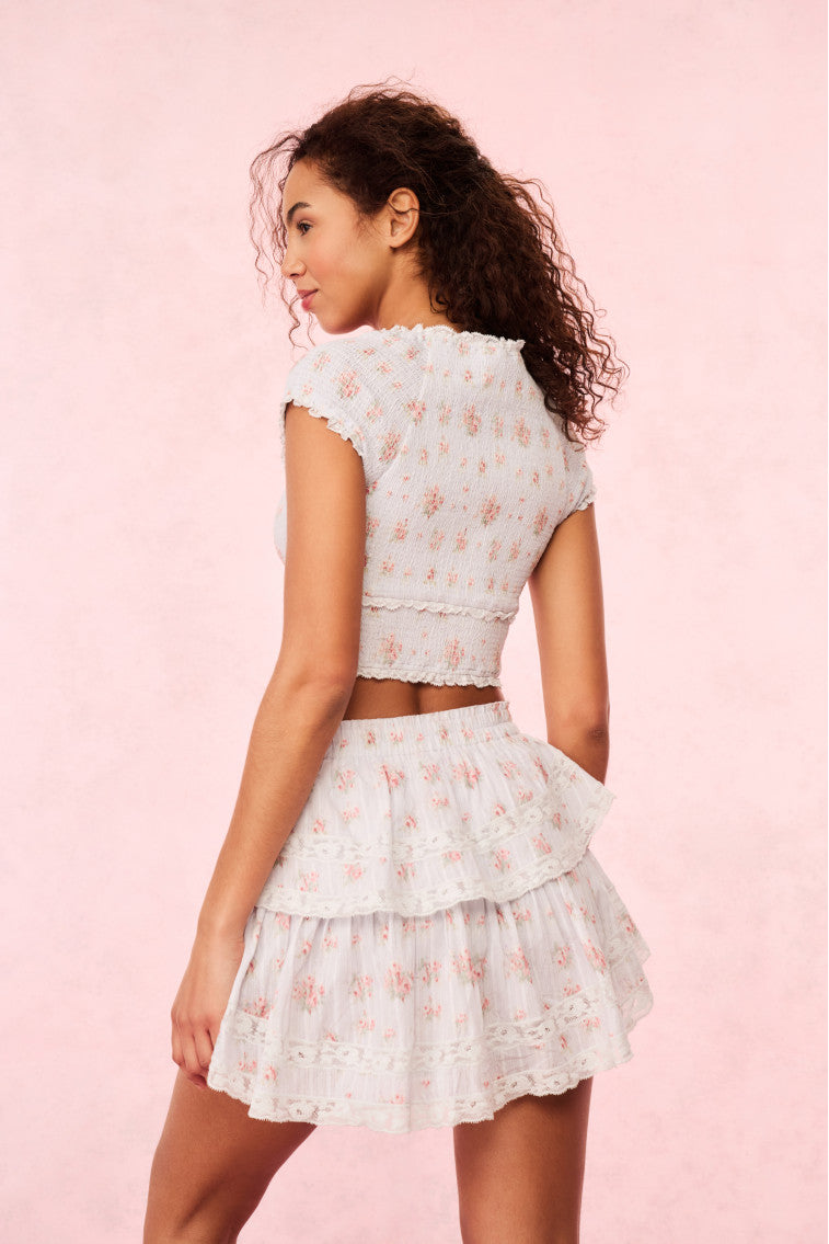 Ruffle Mini Blue Floral Skirt | Skylight  Blue