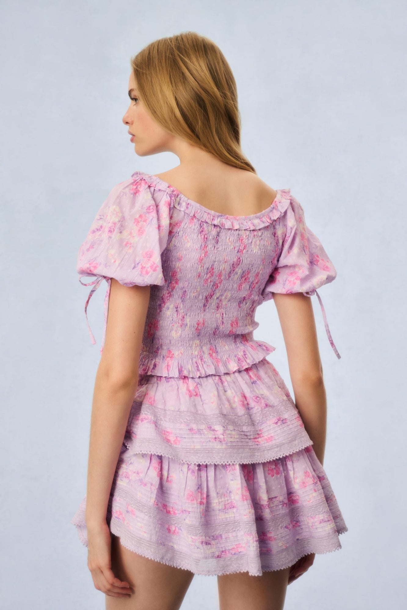 Ruffle Mini Heirloom Print Skirt | Hibiscus