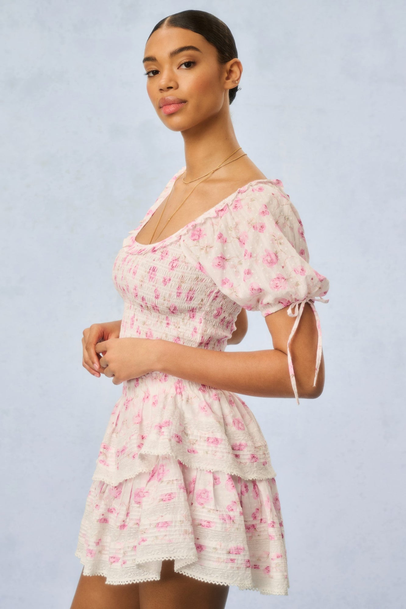 Ruffle Mini Heirloom Print Skirt | Sterling Dusk