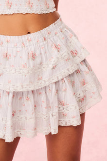 Ruffle Mini Blue Floral Skirt | Skylight  Blue