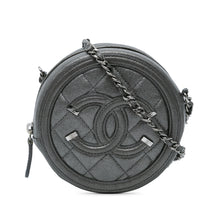 Chanel | Pre-Owned Metallic Caviar CC Filigree Round Clutch with Chain | Black