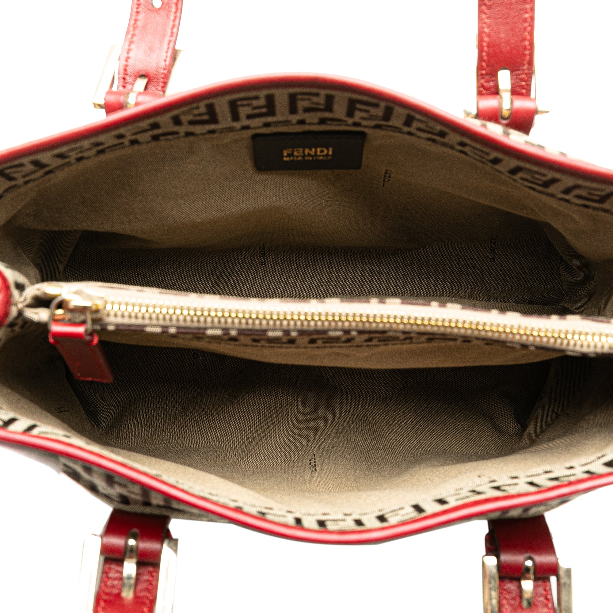 Fendi | Pre-Owned Zucchino Canvas Handbag | Brown/BeigeRed