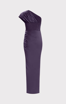 Ruched Woven Combo Gown | Plum