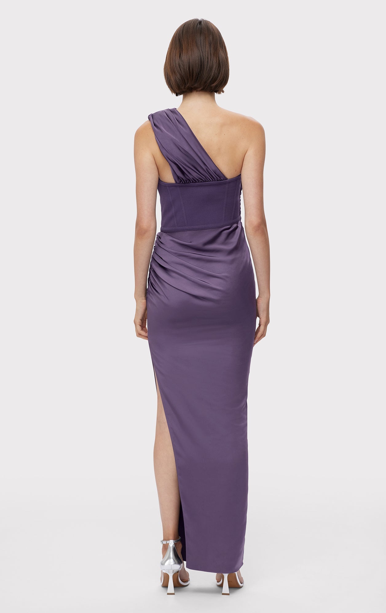 Ruched Woven Combo Gown | Plum