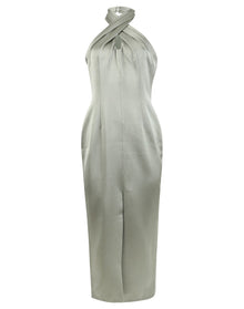 Rasario | Women | Draped Satin Midi Dress | Olive
