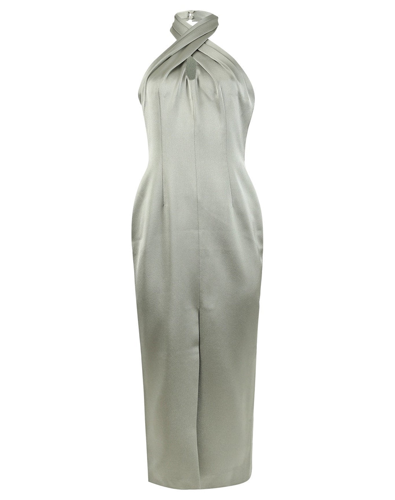 Rasario | Women | Draped Satin Midi Dress | Olive