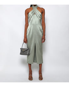 Rasario | Women | Draped Satin Midi Dress | Olive