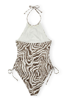 Recycled Printed Tieband Swimsuit | Egret
