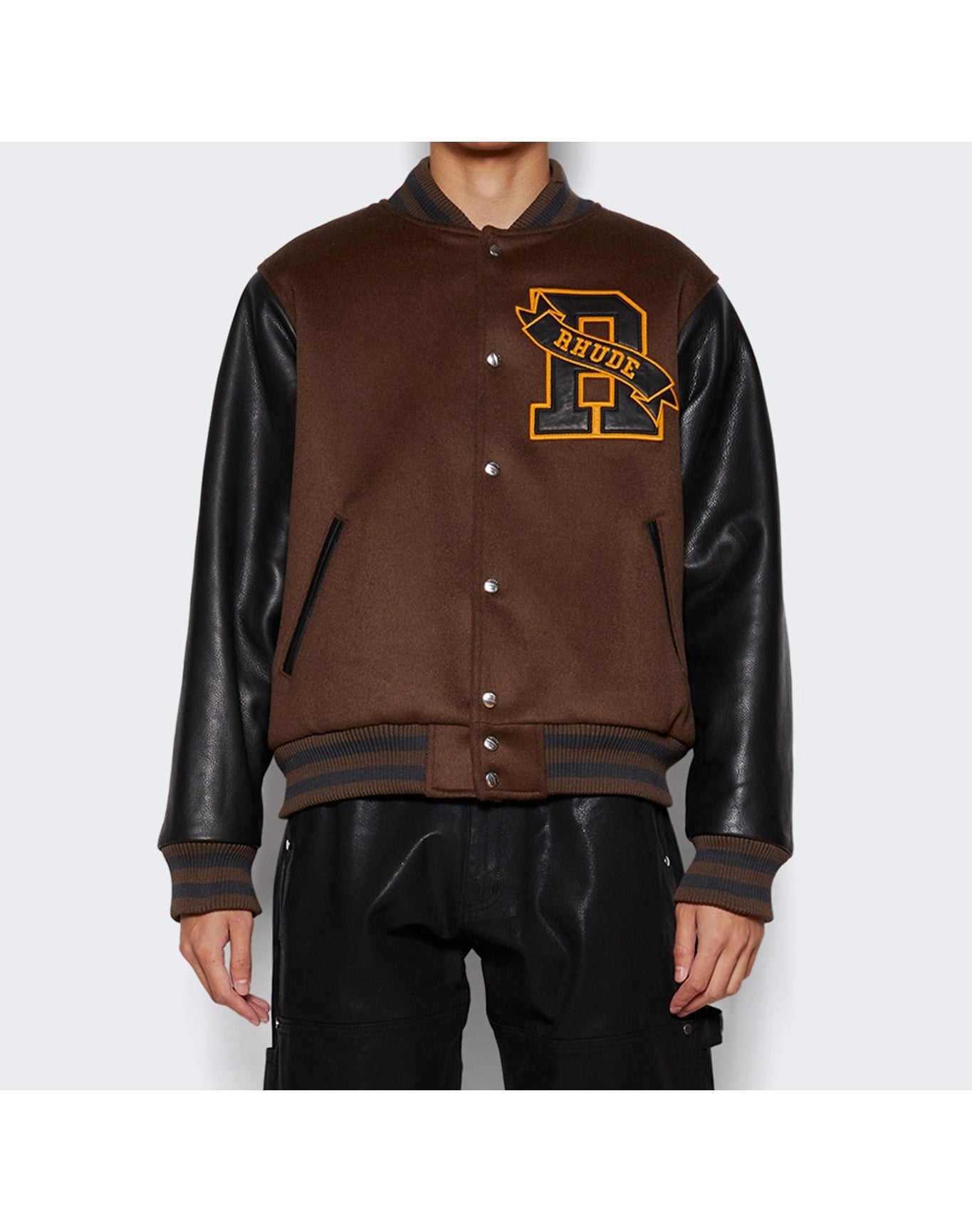 Rhude | Men | Hills Varsity Jacket | Brown x Black