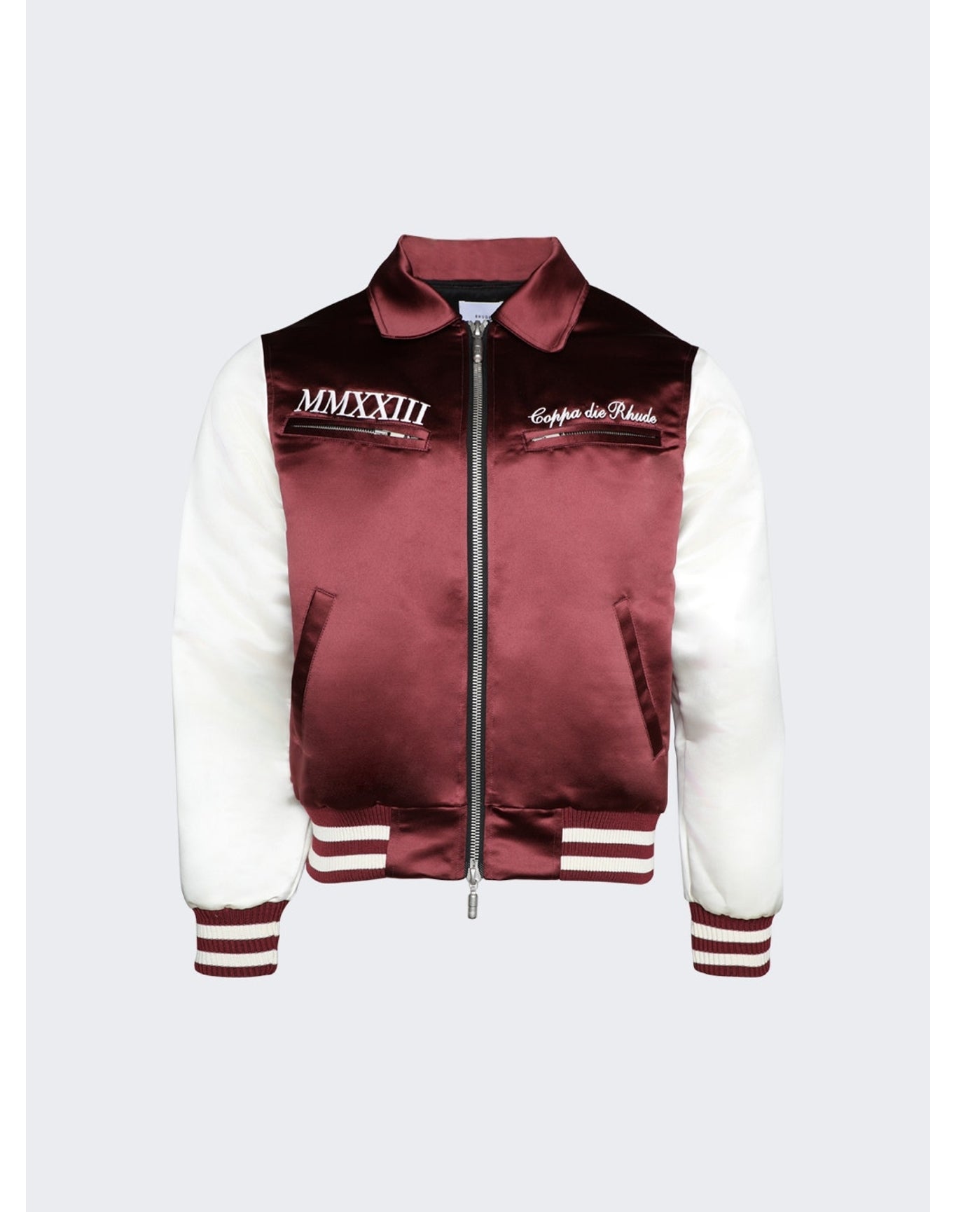 Rhude | Men | Satin Varsity Jacket | Maroon