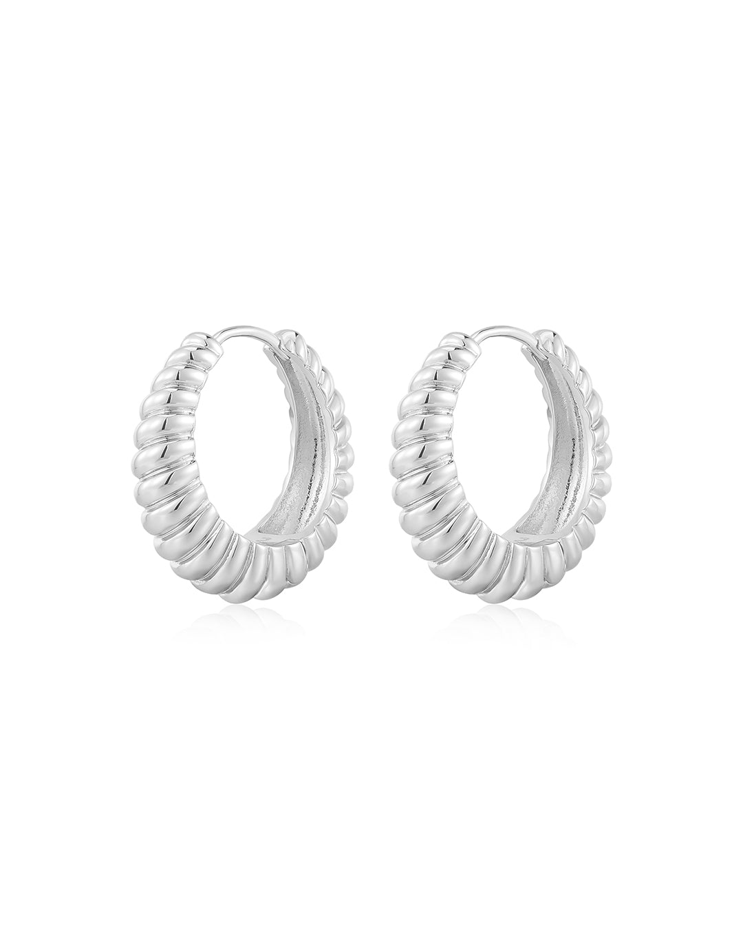 Ridged Marbella Hoops - Silver | Plated Silver