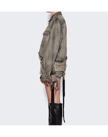 Rick Owens DRKSHDW | Women | Giacca Denim Cropped Overshirt | Grey