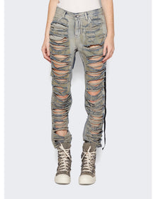 Rick Owens DRKSHDW | Women | Shredded Detroit Cut Jeans | Mineral Pearl
