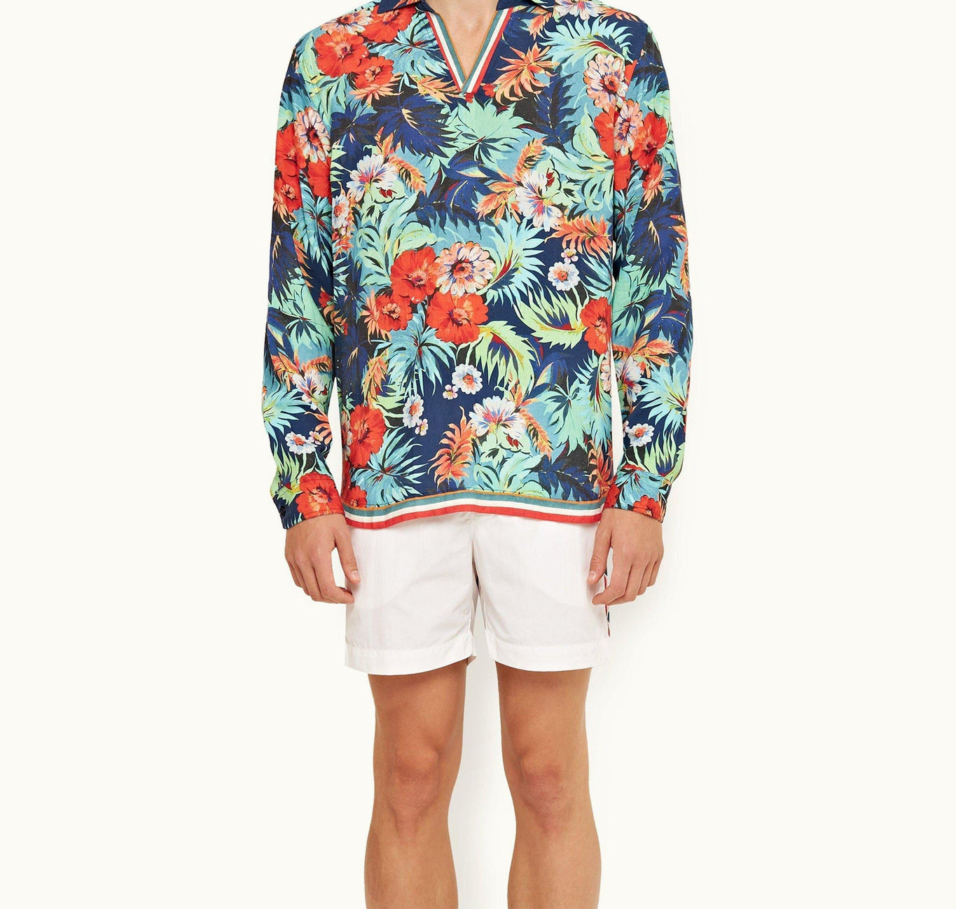 Ridley Linen Multi Anemone Relaxed Fit Overhead Shirt | Multicolour