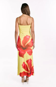 Rosalyn Hibiscus Print Maxi Dress | Yellow