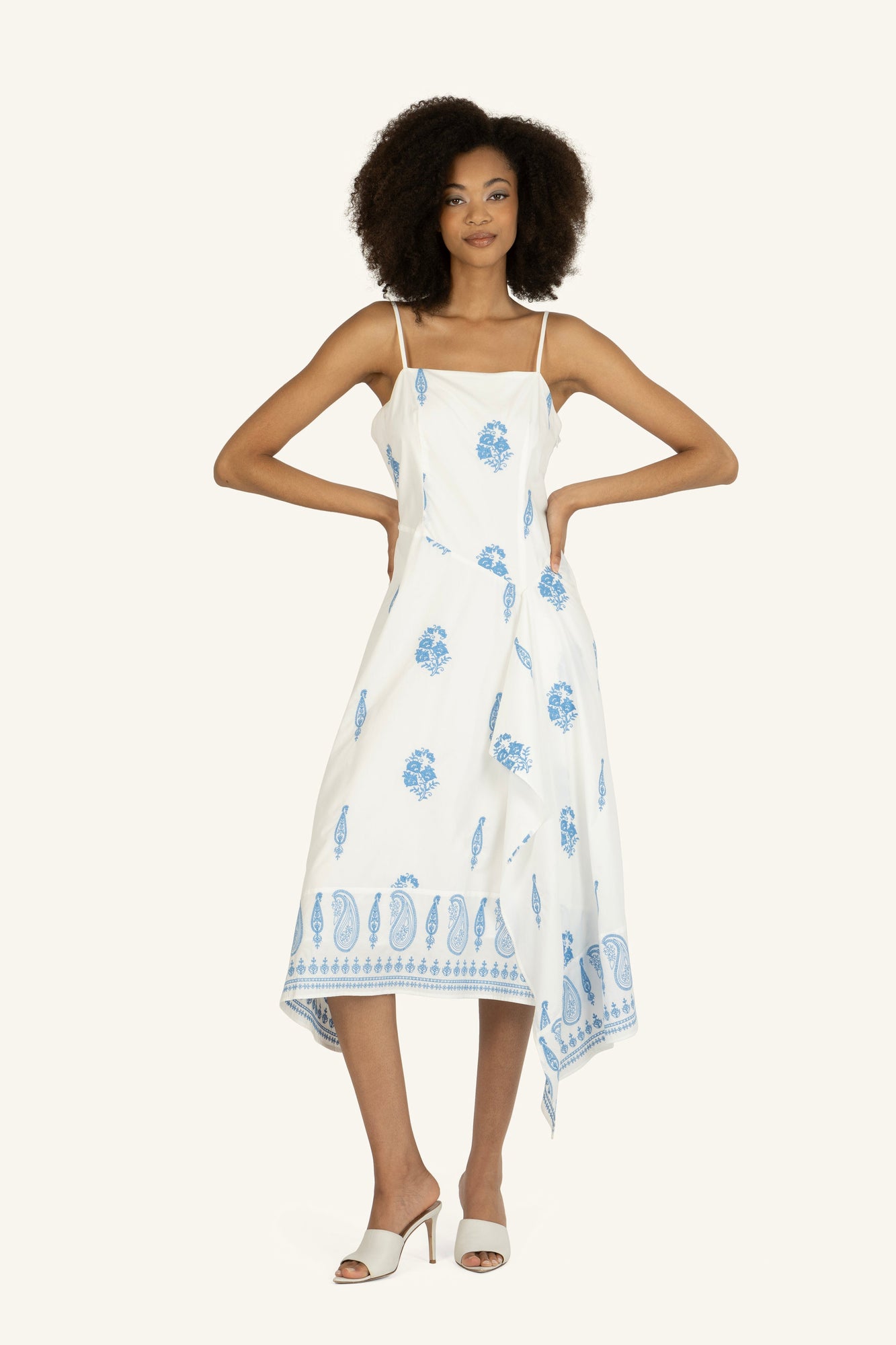 Rosetta Dress | Off-White x Blue Embroidery
