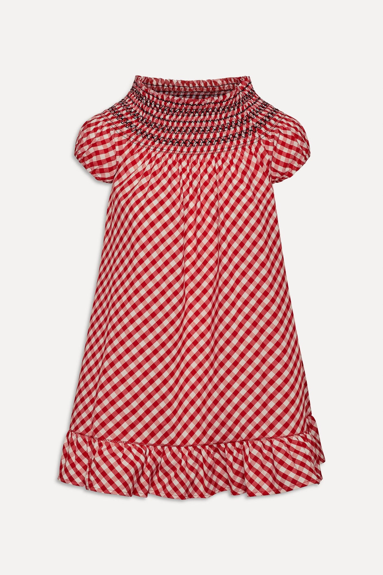 Ruby Gingham Babydoll Dress Cherry Picnic