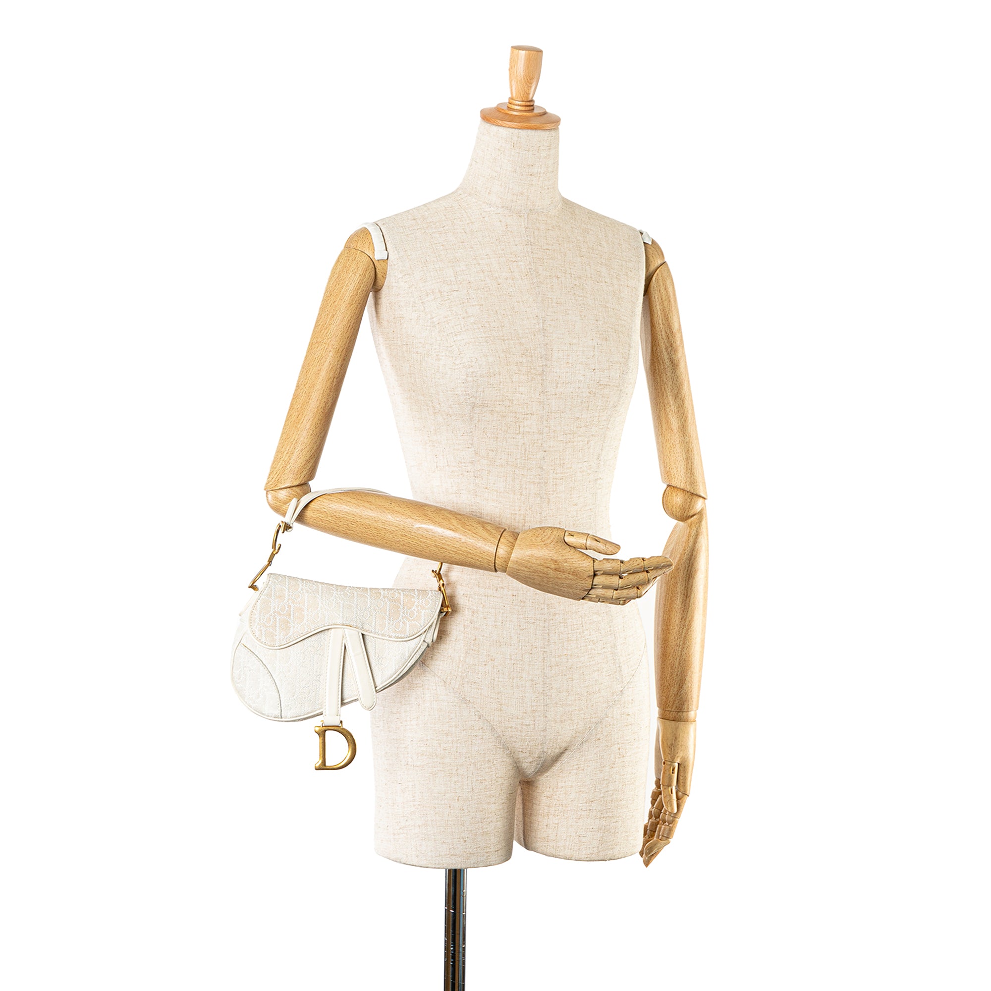Dior | Pre-Owned Mini Oblique Canvas Saddle Bag | White