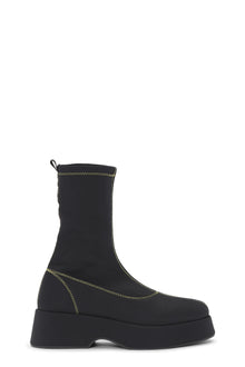 Retro Flatform Sockboot | Black / Yellow Stitching
