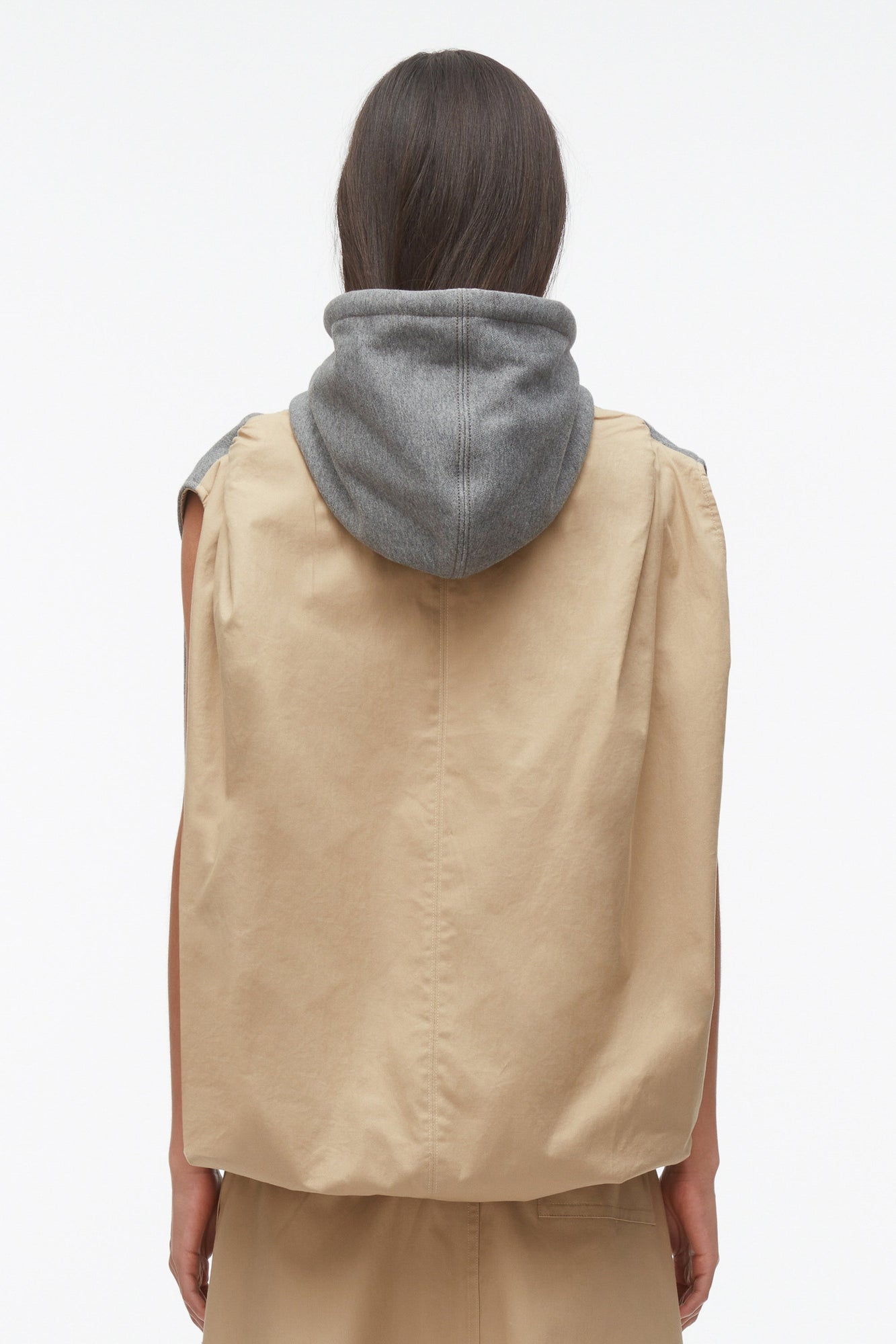 NY Lover Reversible Sleeveless Hoodie | Medium Heather Grey/Khaki