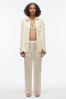 Halo Embroidered Chiffon Pant | Champagne