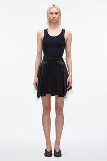 Liquid Satin Mini Skirt | Black/Ivory