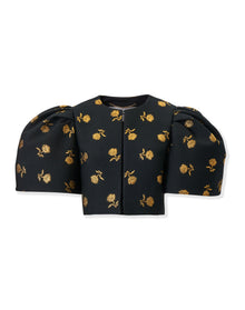 Bell Sleeve Cropped Jacket | Black Multi