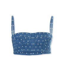 Thin Strap Bustier Cropped Top | Light Blue