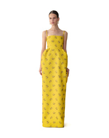 Thin Strap Bell Shaped Gown | Saffron Multi