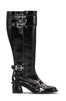 Feminine Buckle High Boot Naplack | Black