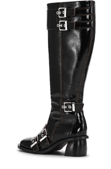 Feminine Buckle High Boot Naplack | Black
