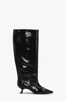 Eyelets Slouchy High Shaft Boot Naplack | Black