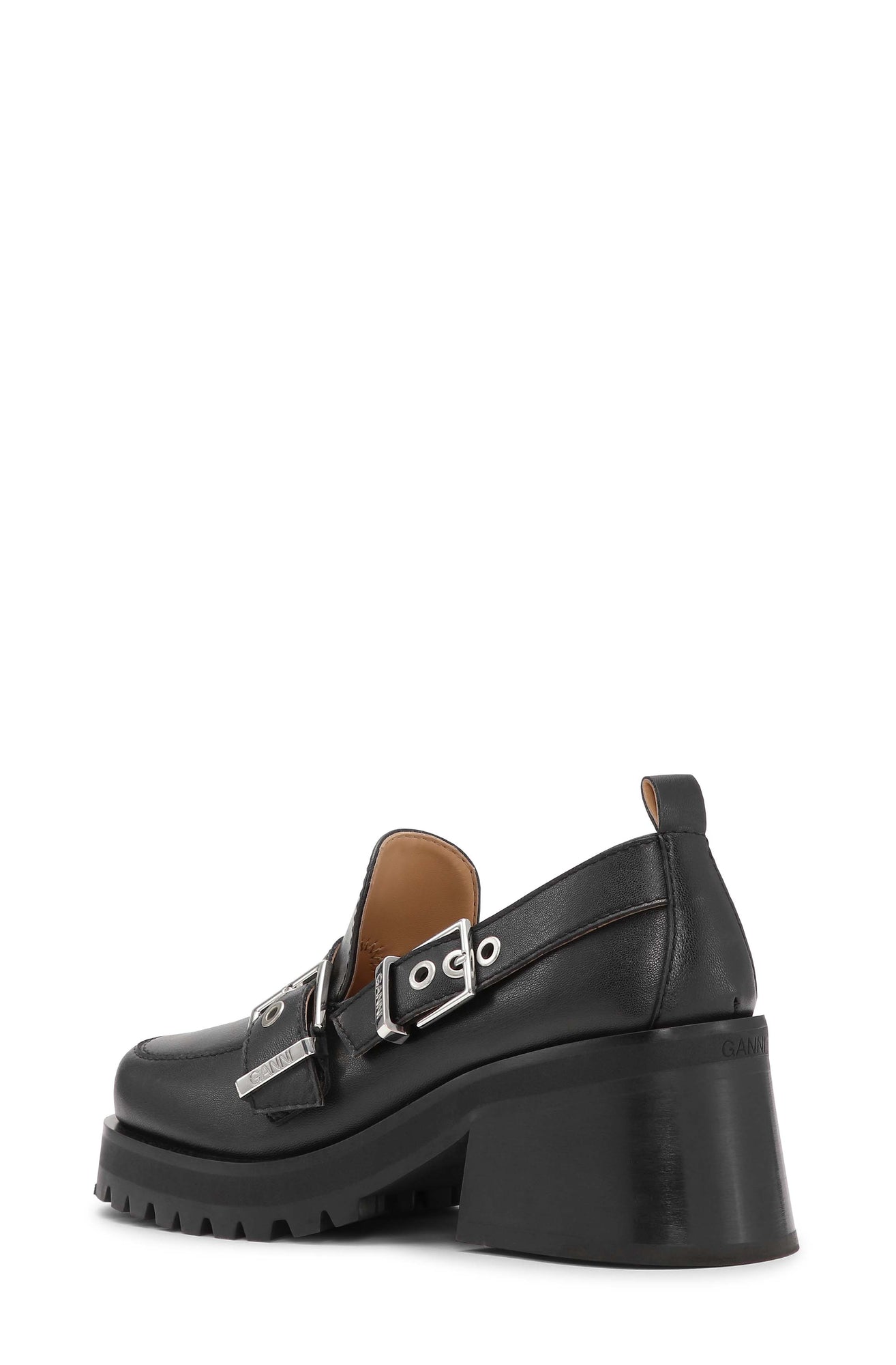 Feminine Buckle Platform Loafer | Black