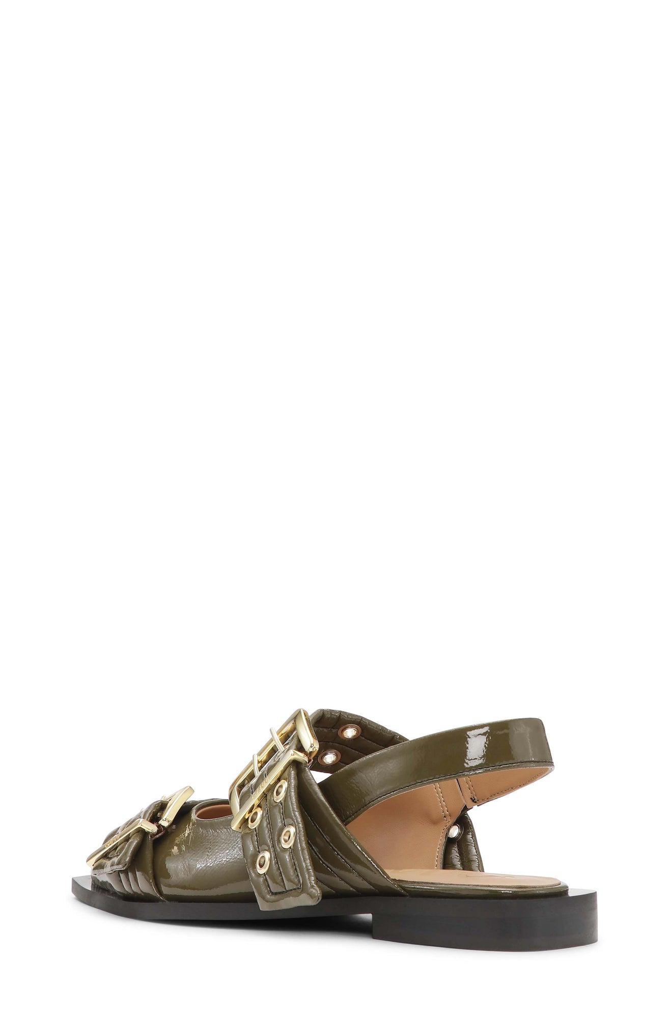 Feminine Buckle Ballerina Naplack | Military Olive