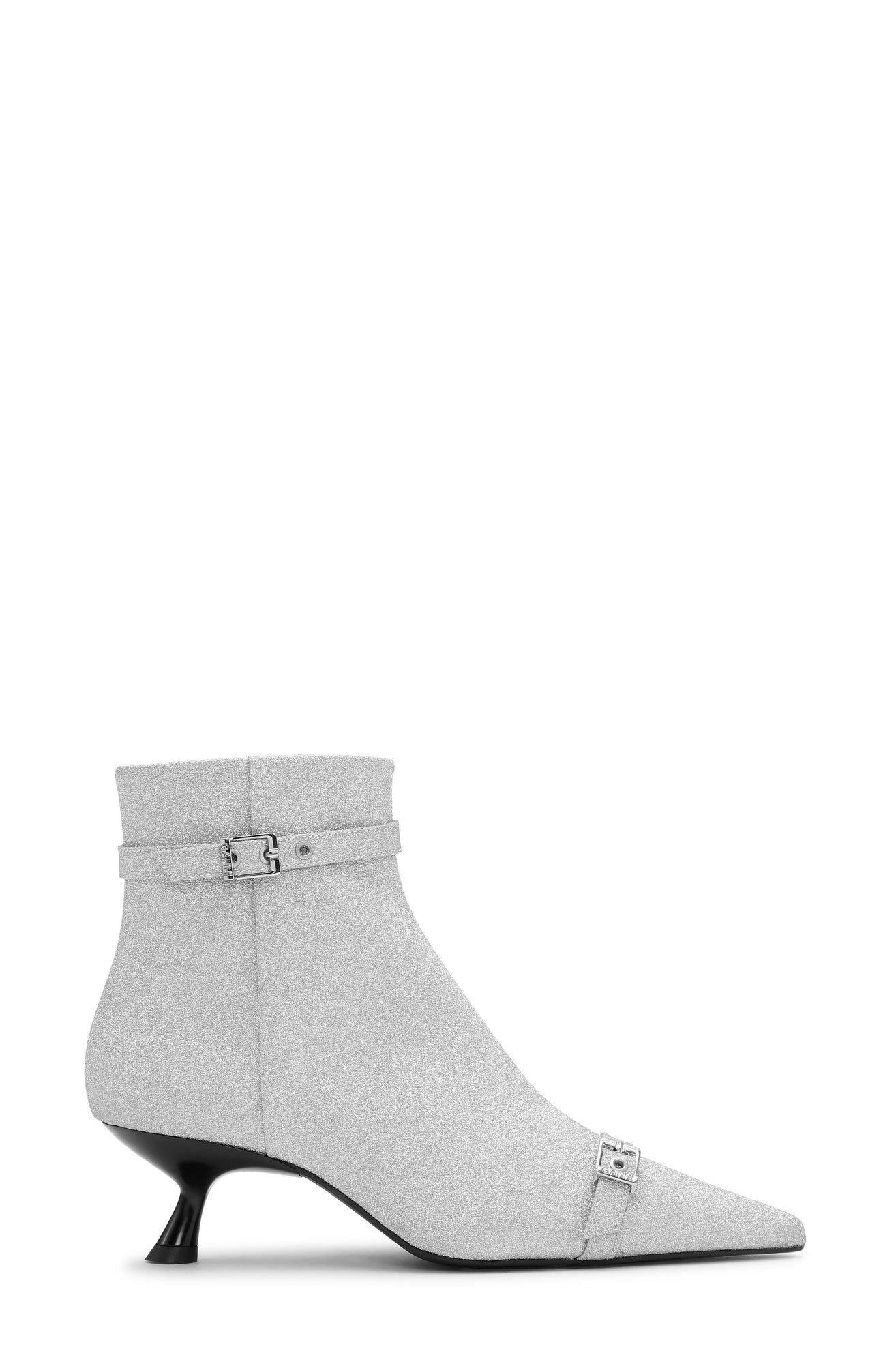 Eyelets Kitten Heel Boot Glitter | Silver