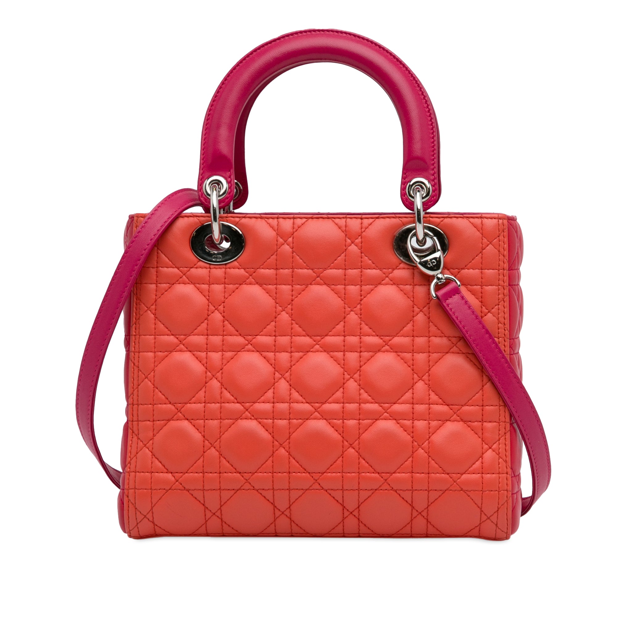 Dior | Pre-Owned Medium Bicolor Lambskin Cannage Lady | Orange