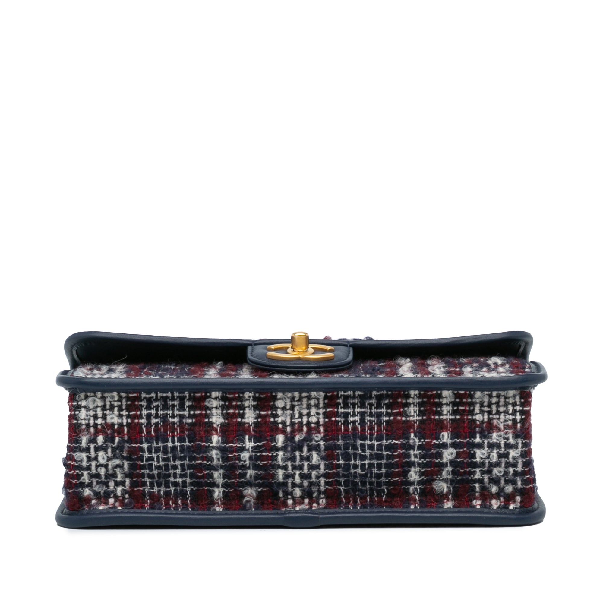 Chanel | Pre-Owned Small Tweed School Memory Top Handle Flap | Blue/Navy