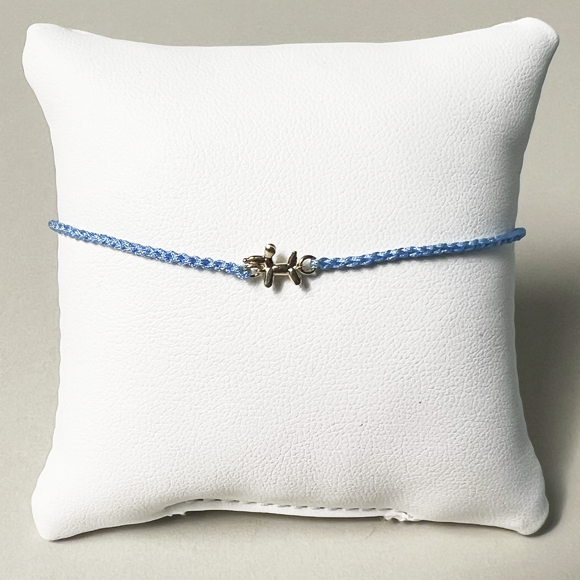Balloon Dog Cord Bracelet | 10K Yellow Gold | Light Blue