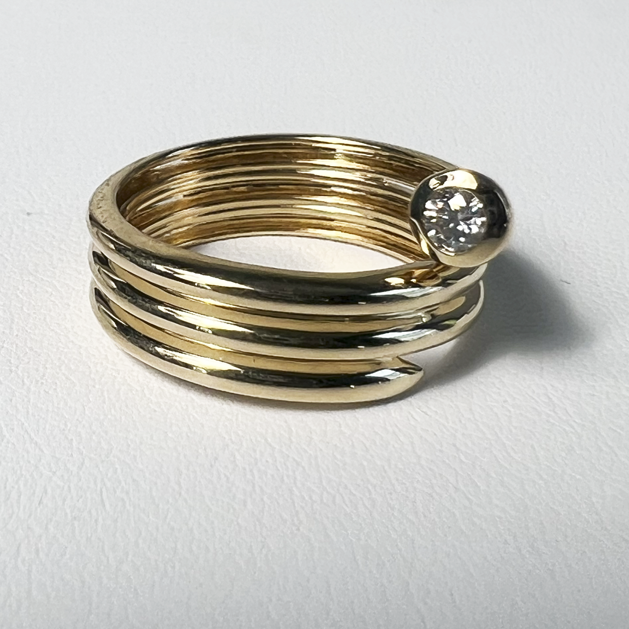 Coiled Diamond Nailed It Ring | 14K Yellow Gold | 0.10 CTW (Approx) White Diamond