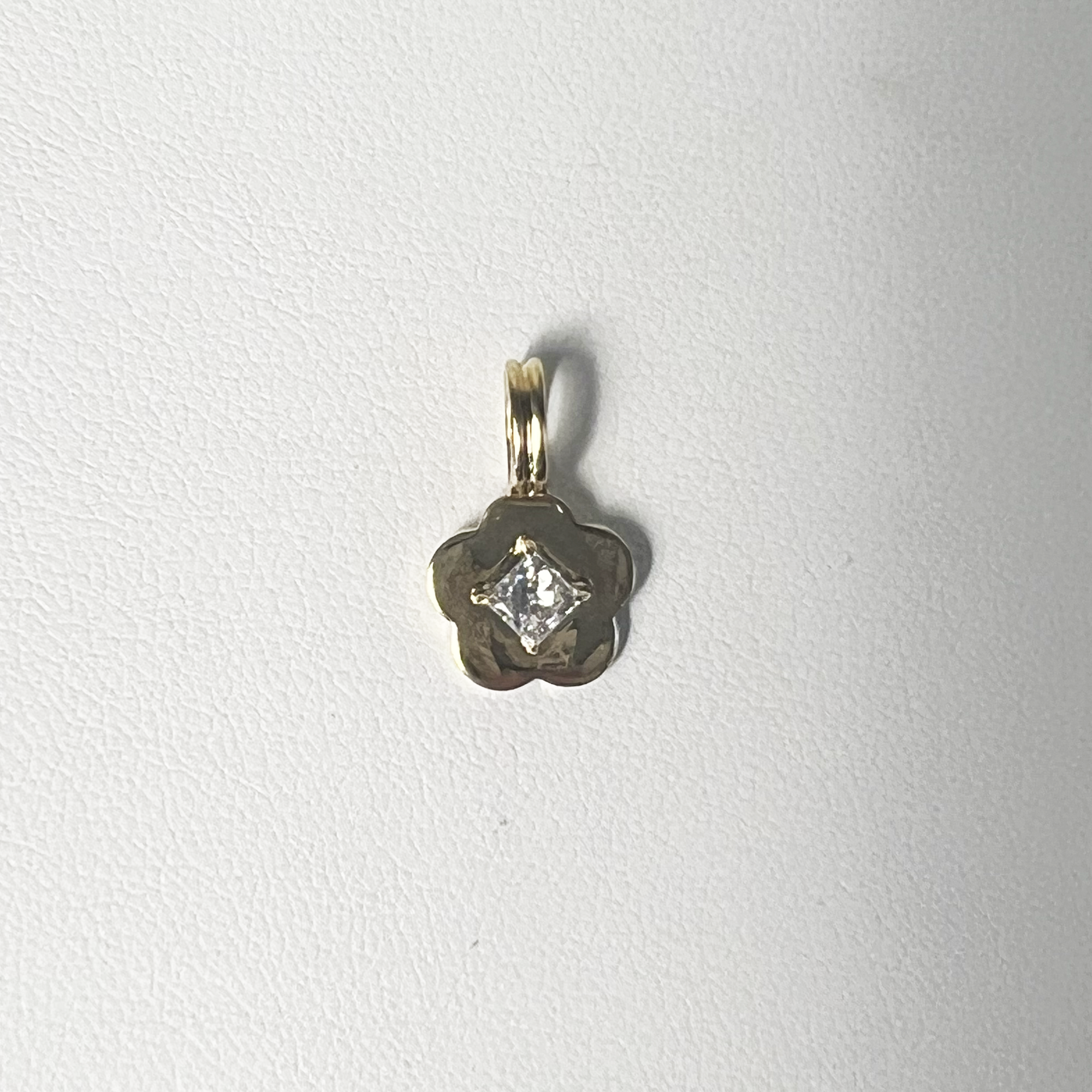 Flower Charm | 14K Yellow Gold | White Lab Diamond