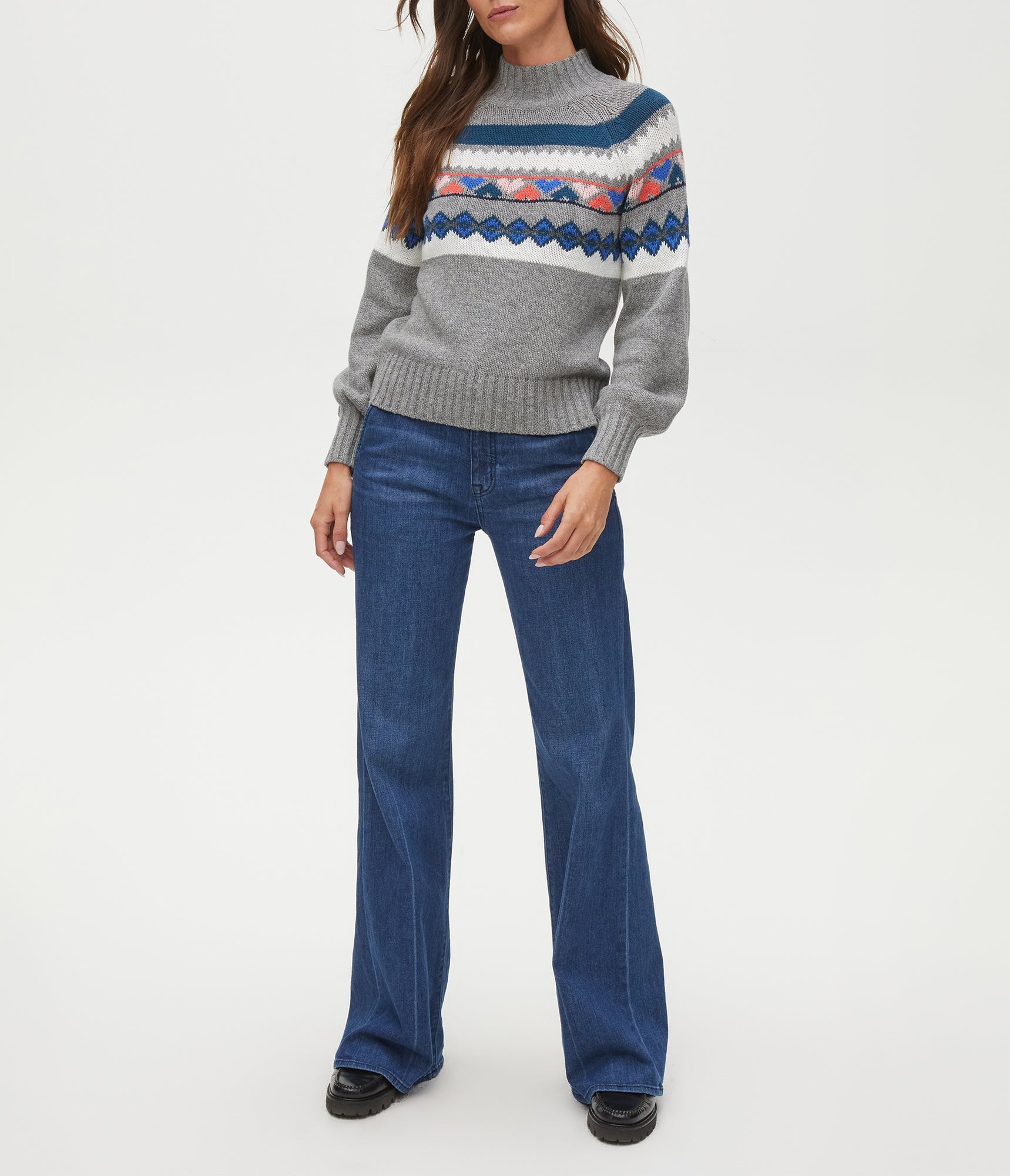 Pernille Fairisle Sweater | Heather Grey Combo