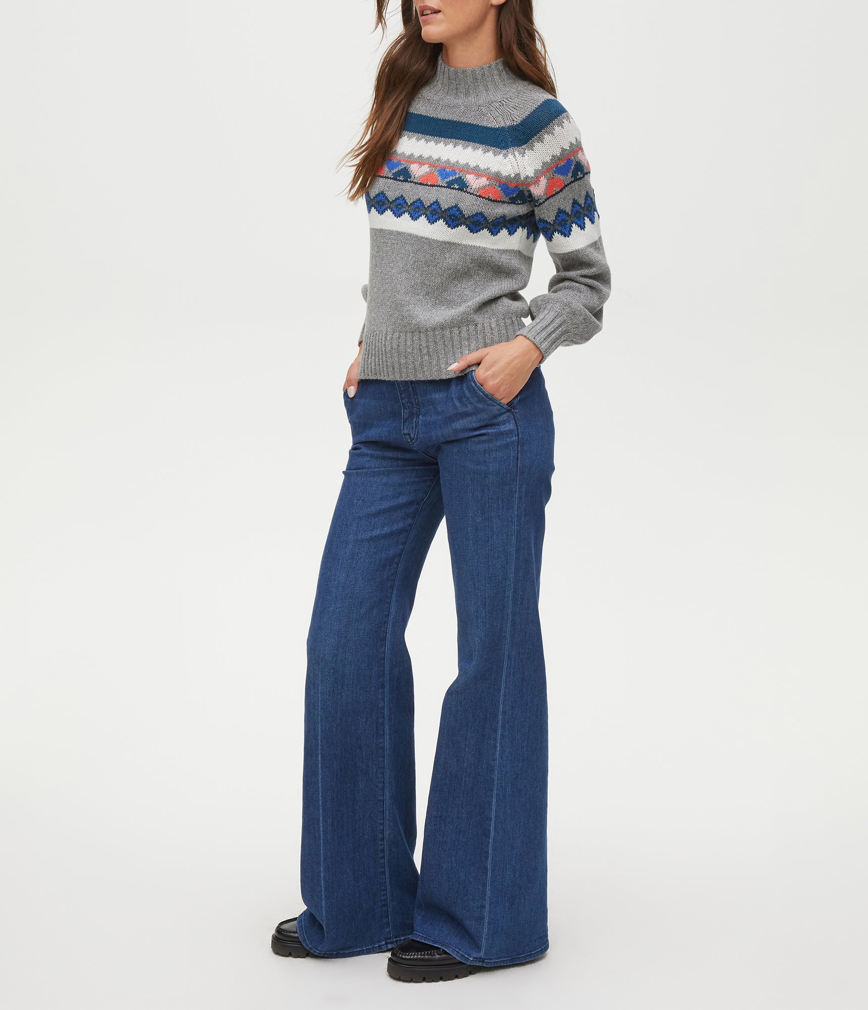 Pernille Fairisle Sweater | Heather Grey Combo