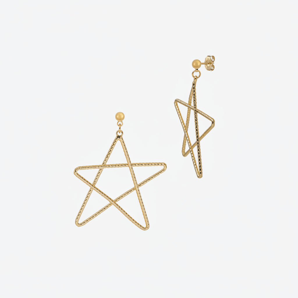 Scribble Star Dangle Earrings | Gold Vermeil