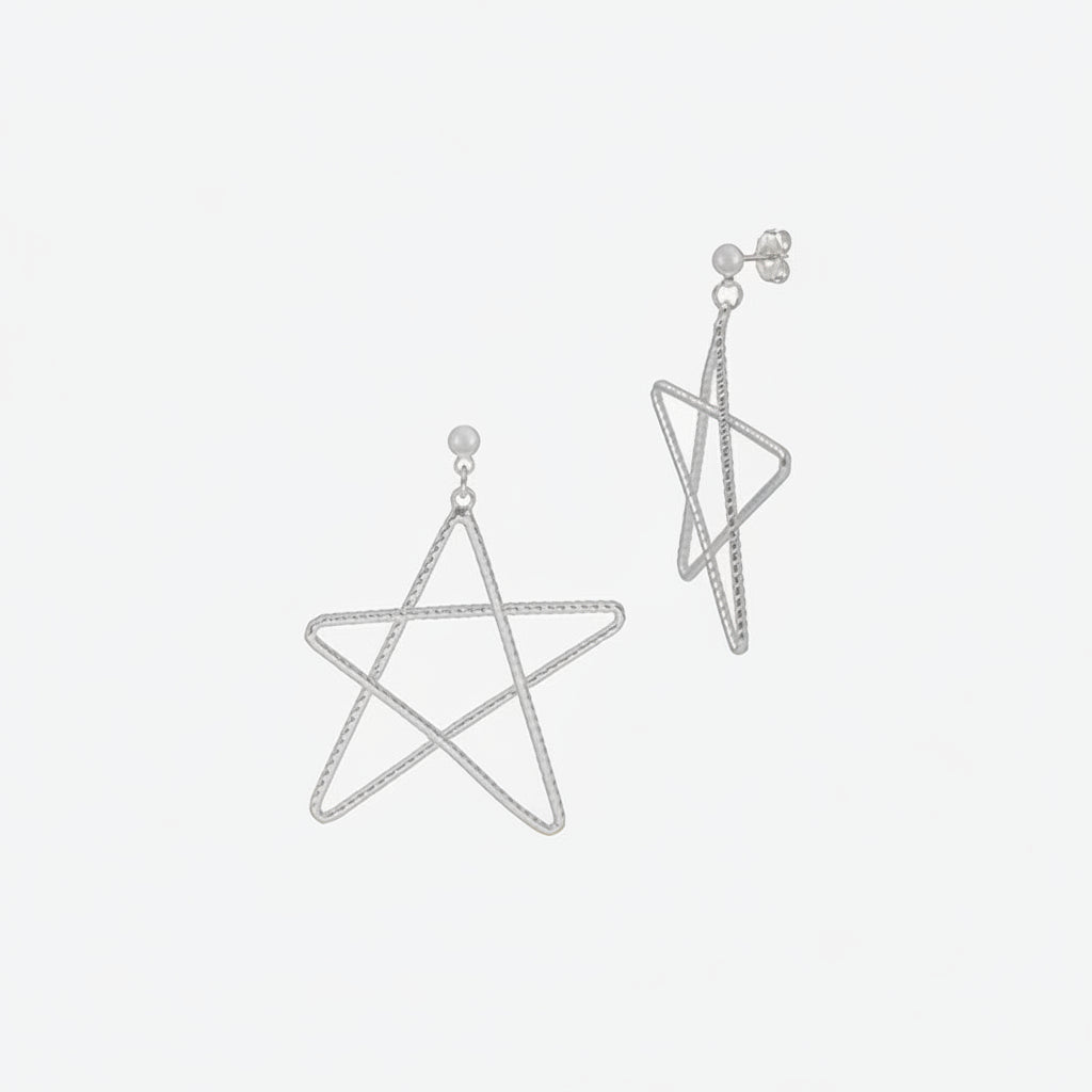 Scribble Star Dangle Earrings | Sterling Silver