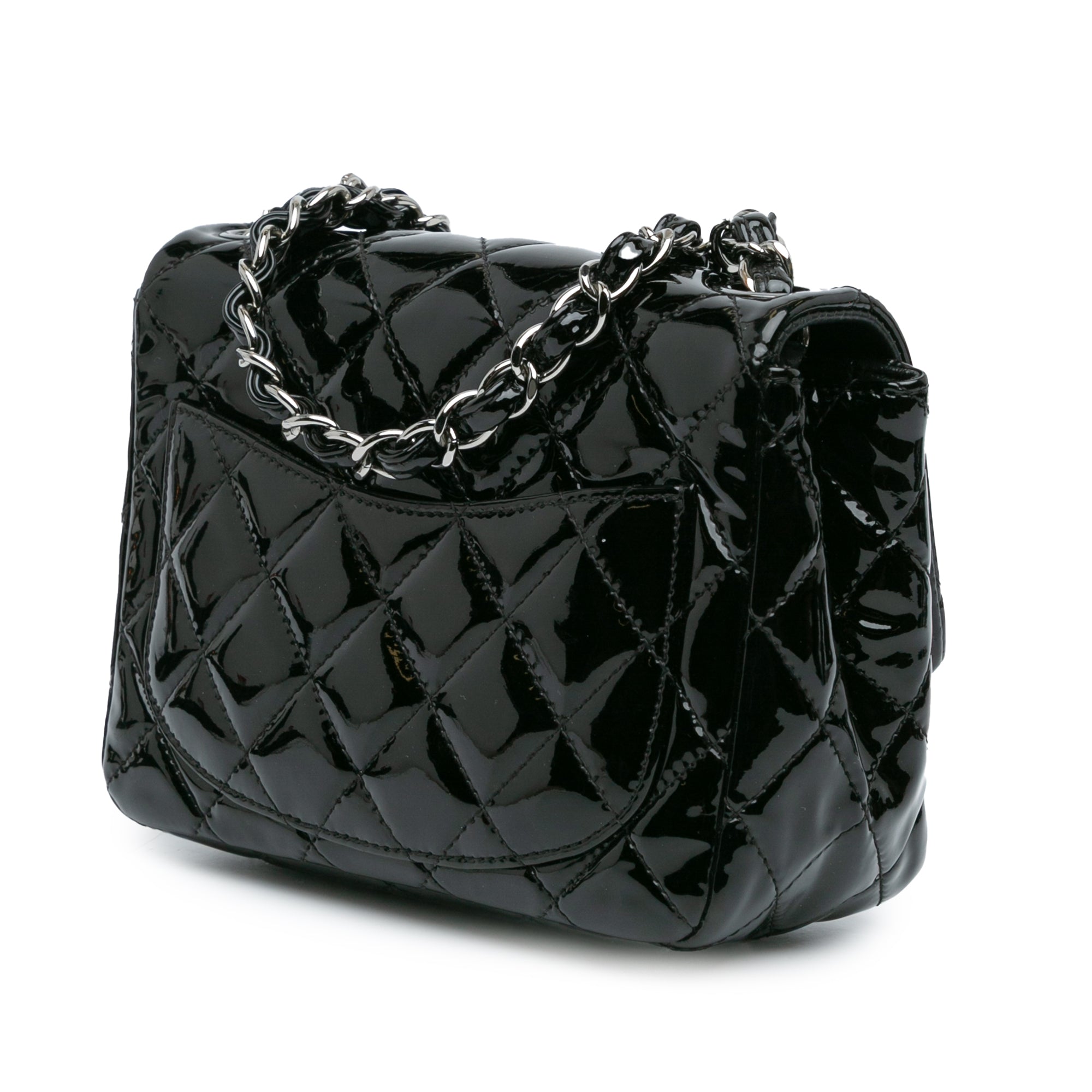 Chanel | Pre-Owned Mini Square Classic Patent Single Flap - III | Black